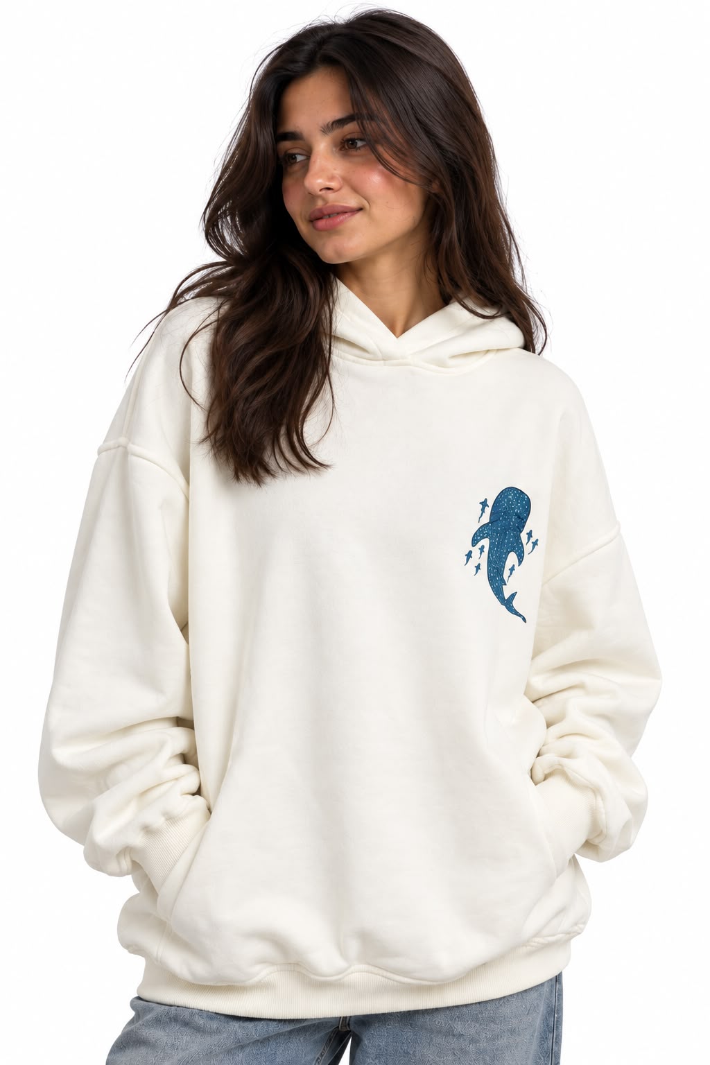Printed Sweatshirt – Oversized Fit – White