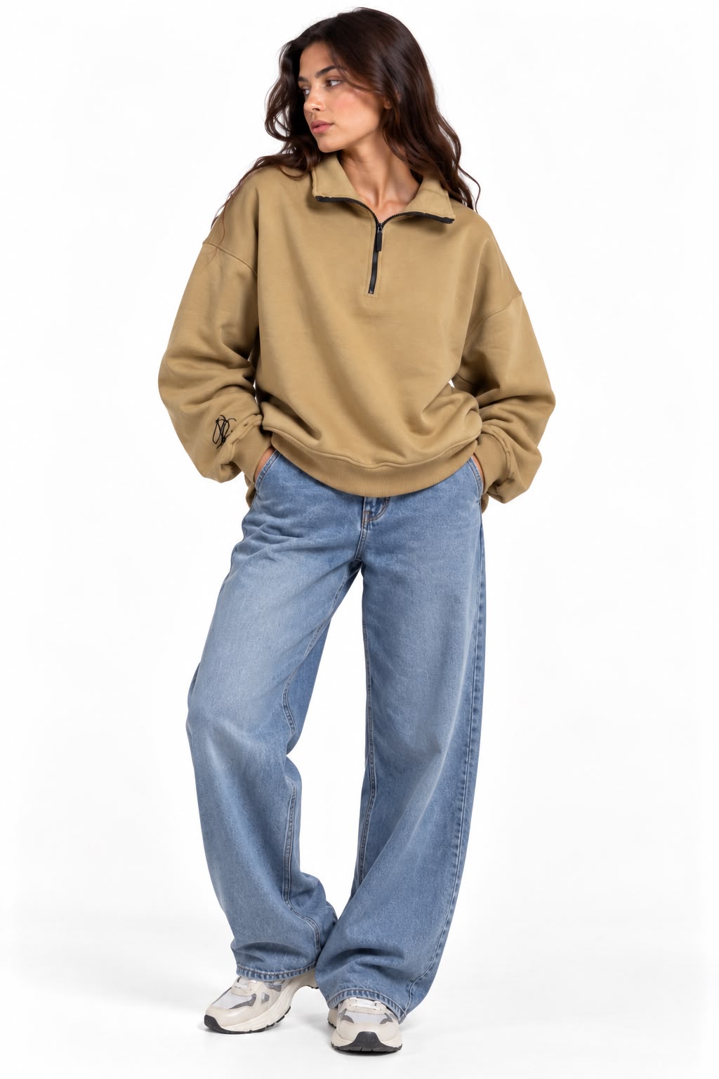 Half-zip sweatshirt – Café (light brown)