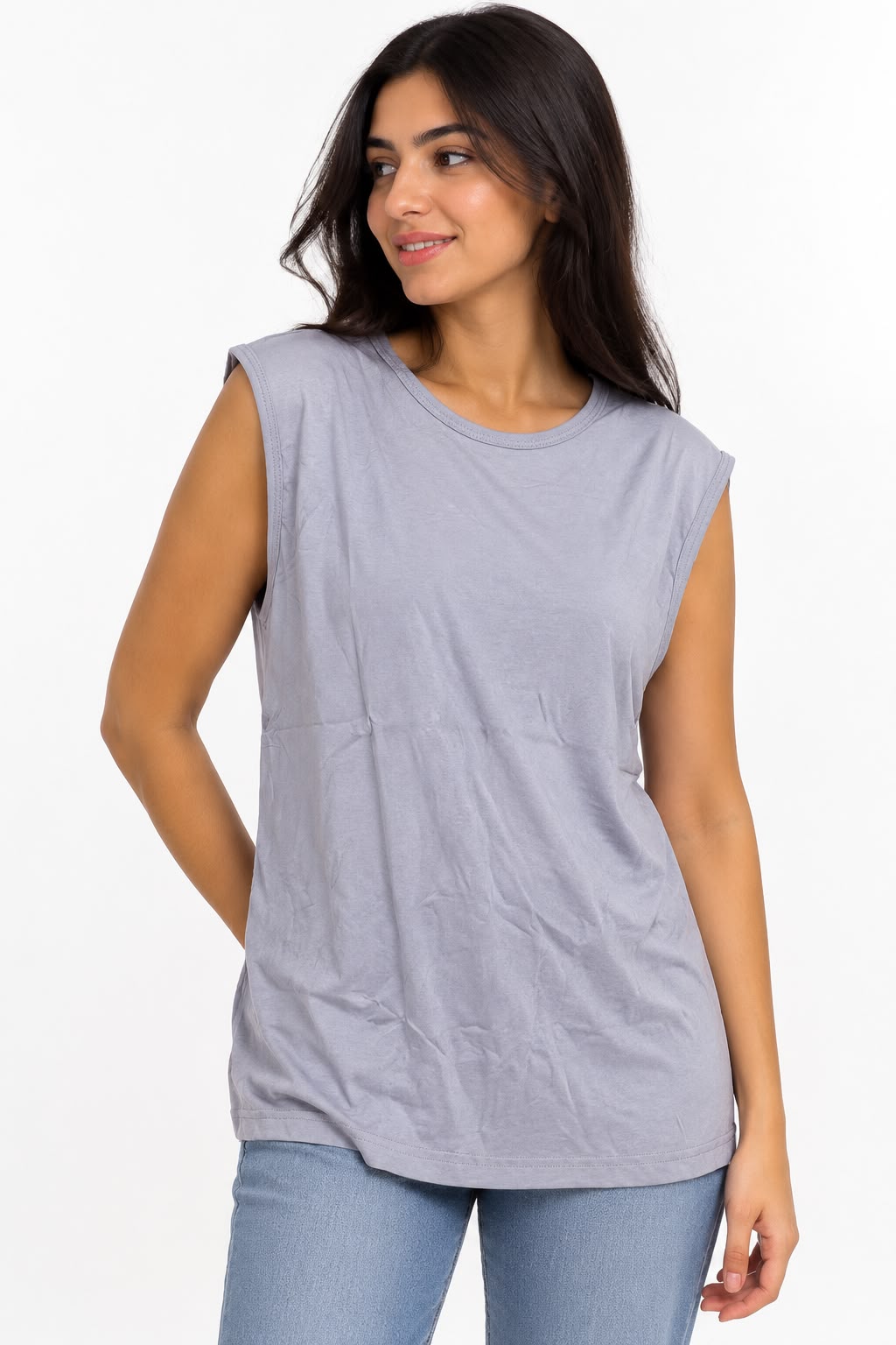 Undershirt – Round neck – Plain Light gray