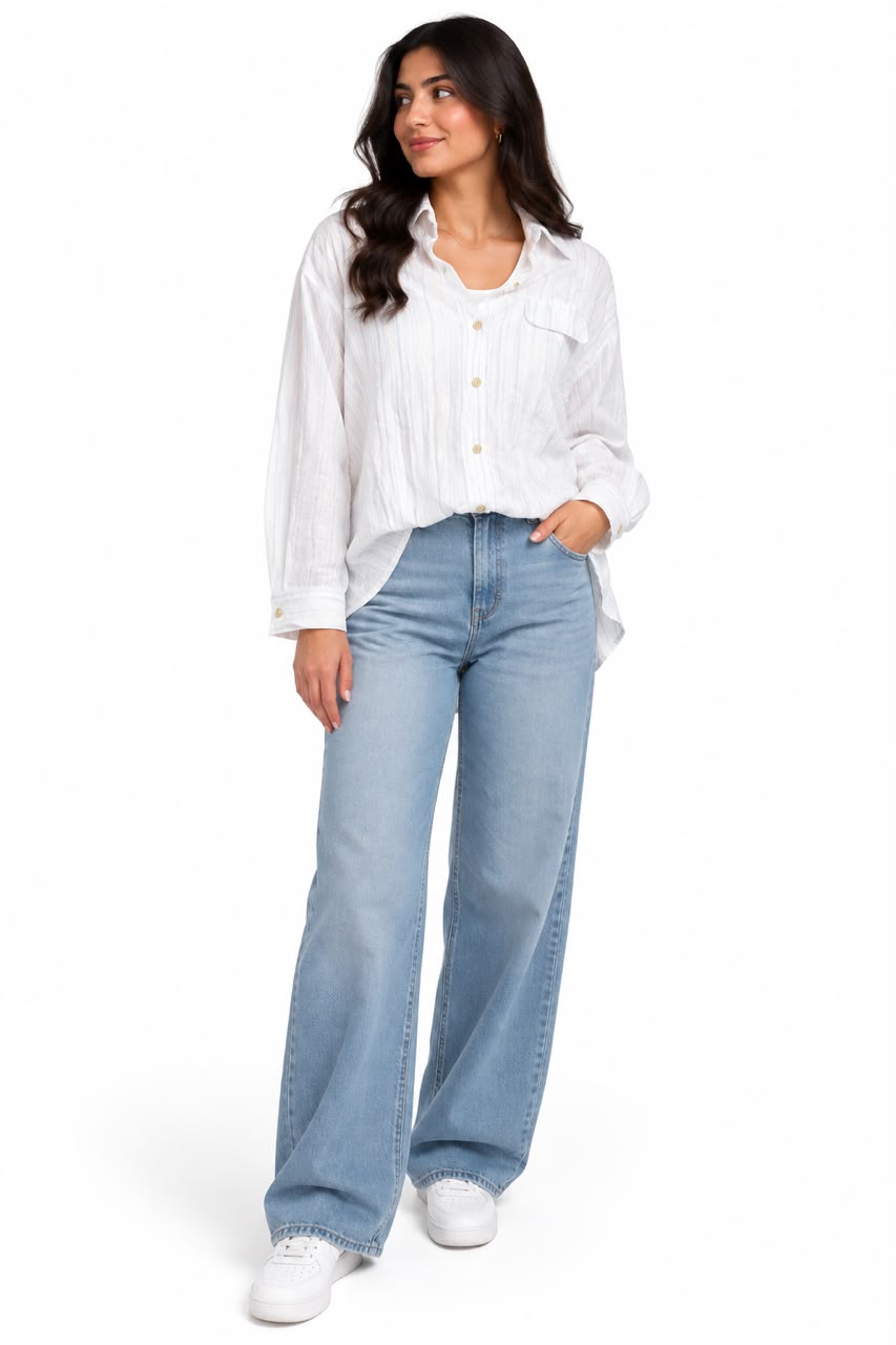 Shirt - Built-in undershirt - Light blue