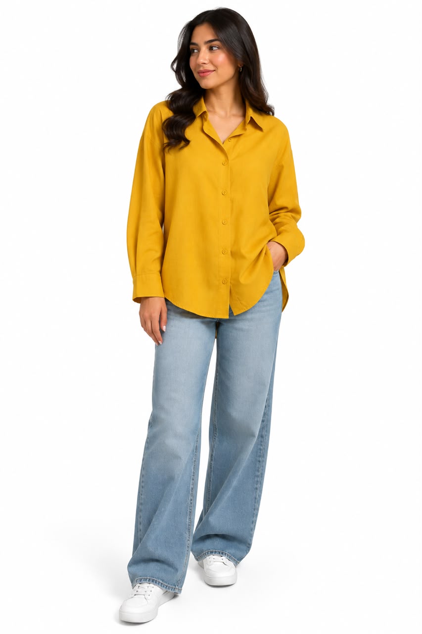Plain shirt – Mustard – Collar