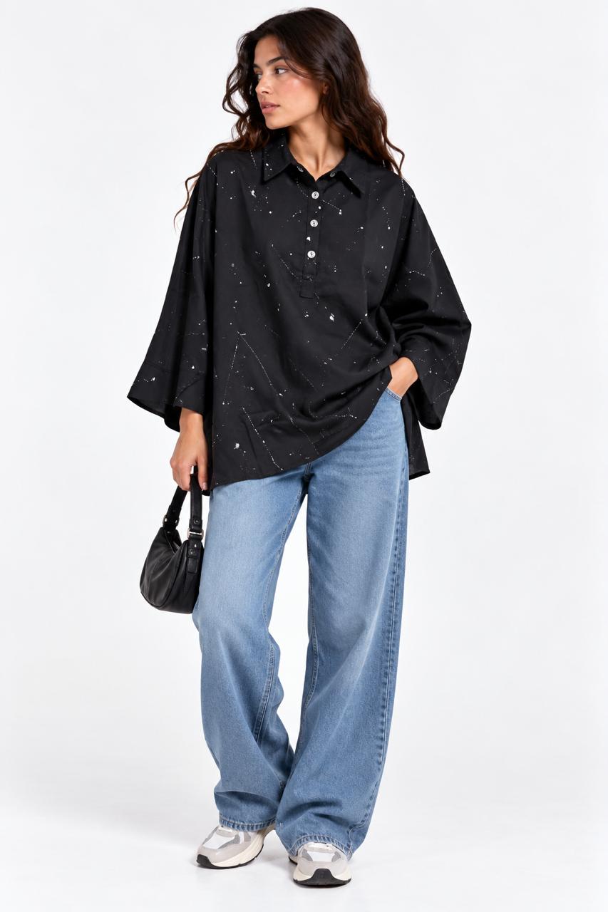 Collared blouse - Black