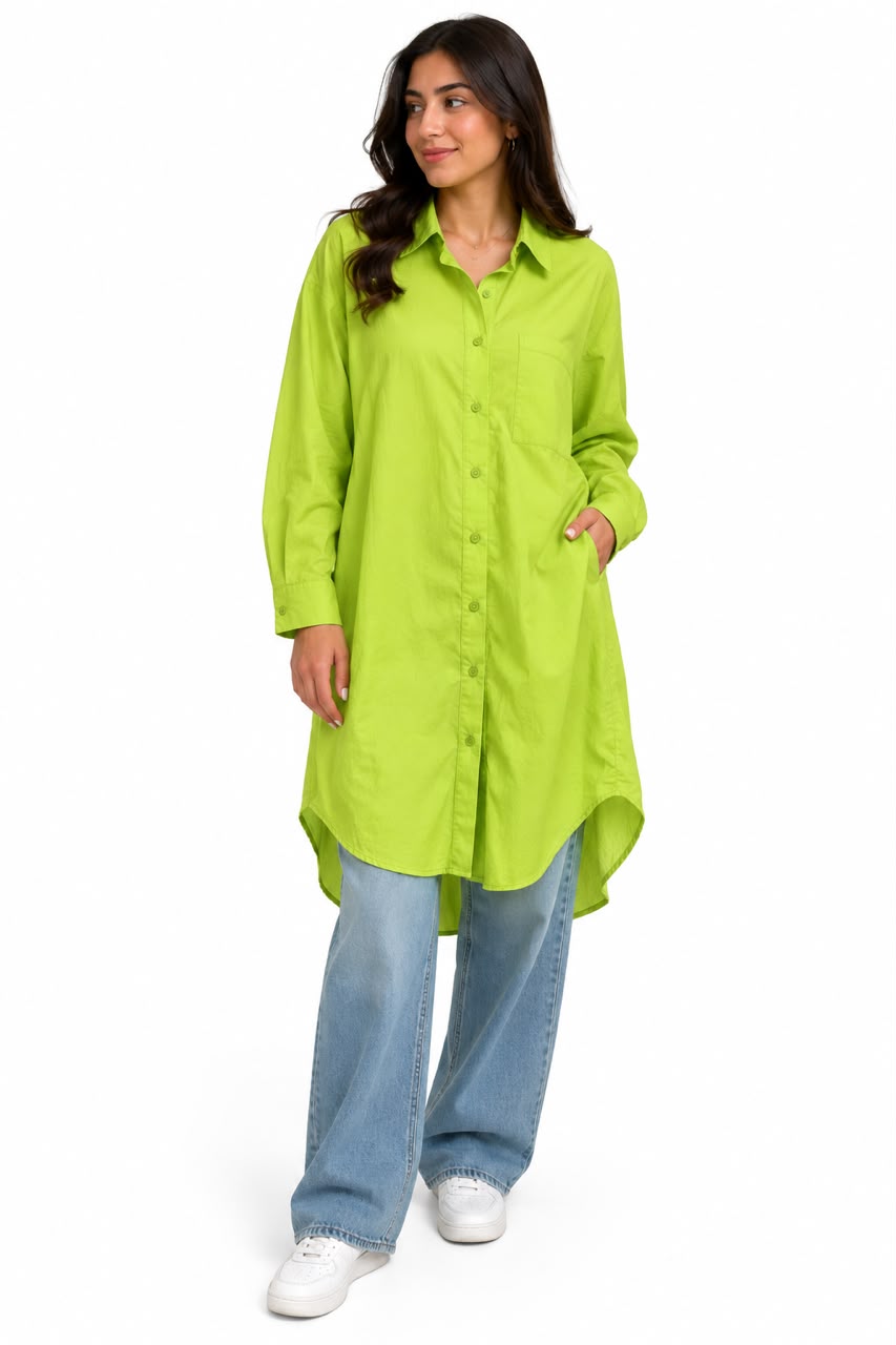 Long shirt Rounded hem Lemon color