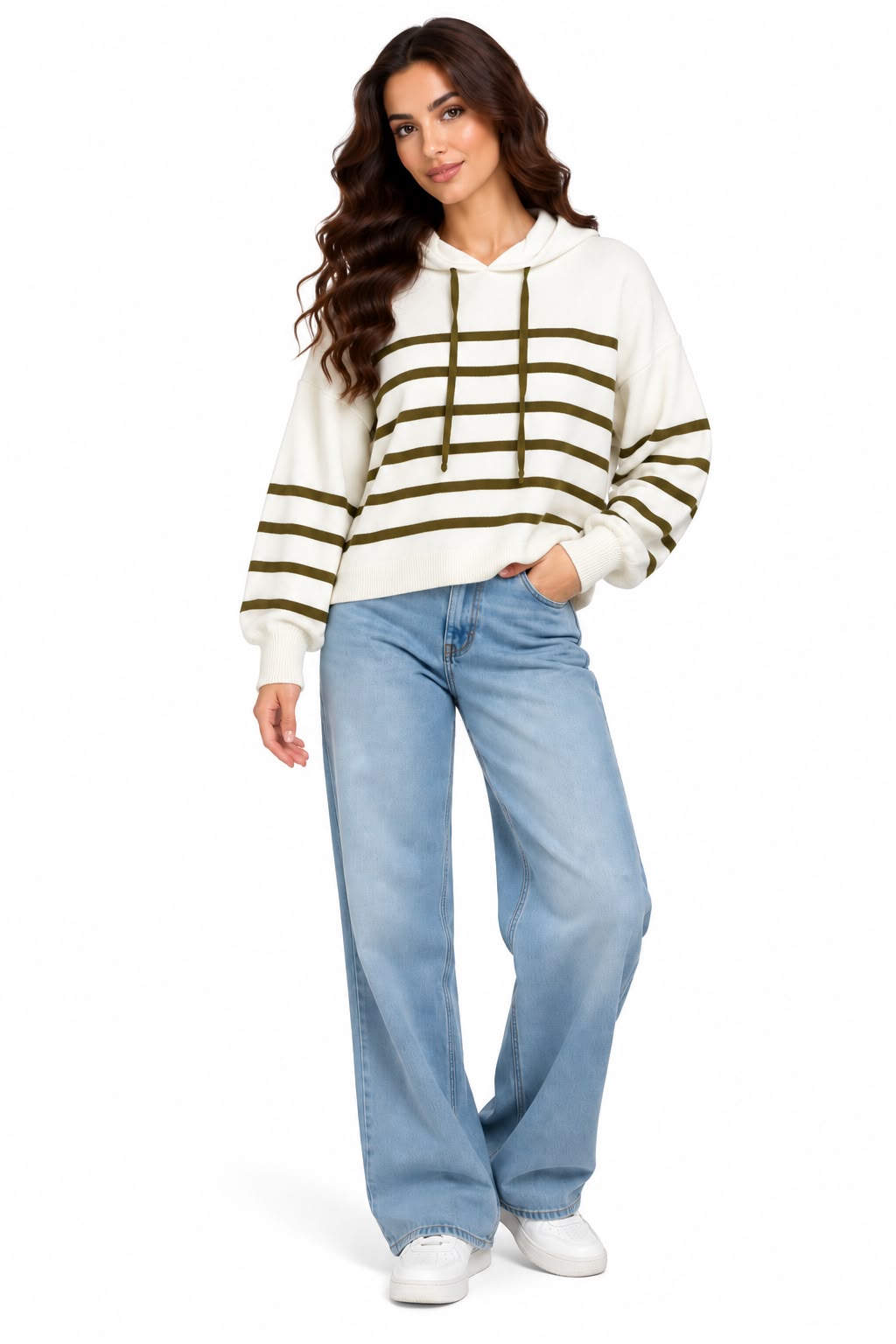 Pullover Horizontal stripes Hood Code 1001459