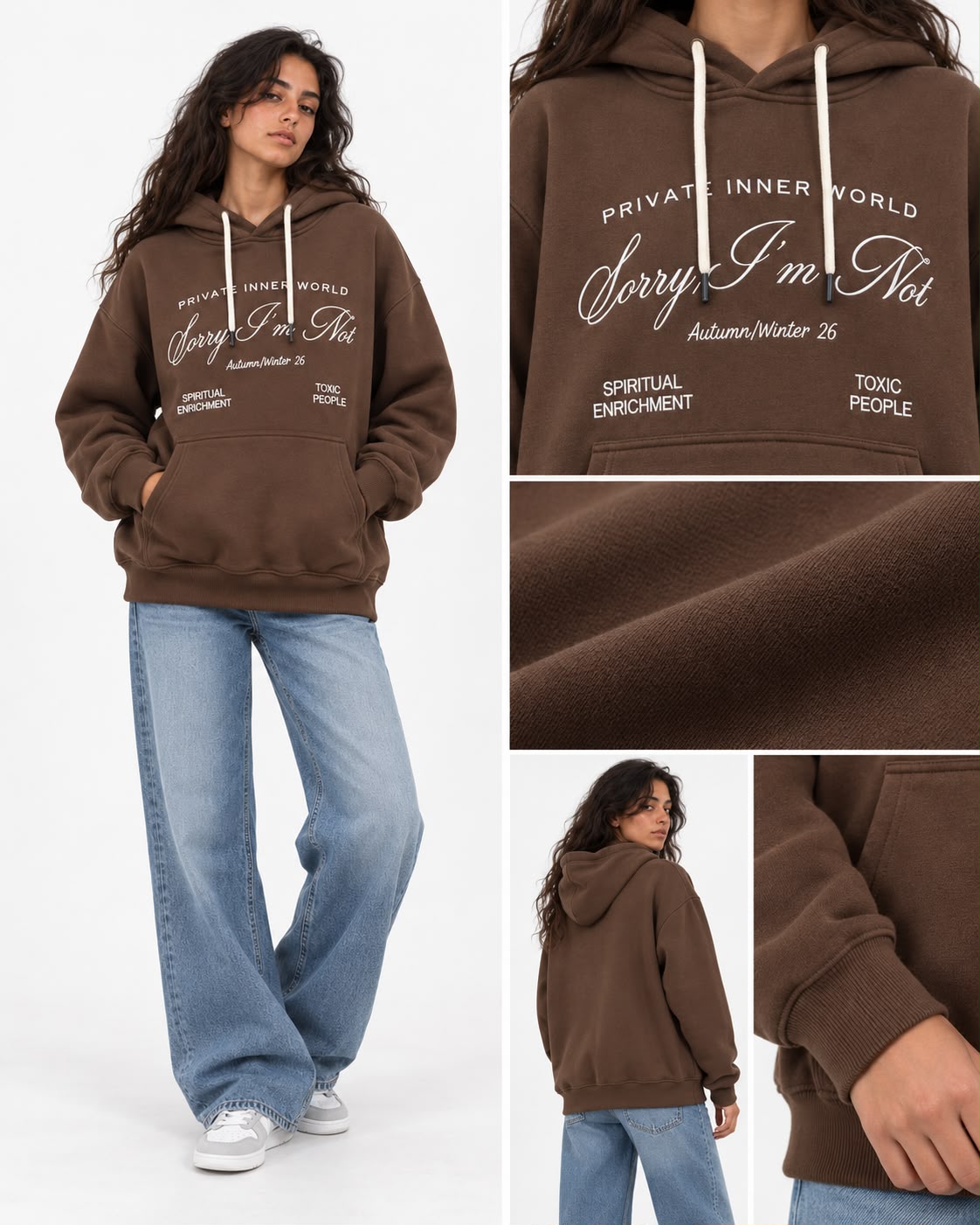 Sweatshirt with hood - Embroidery on the chest