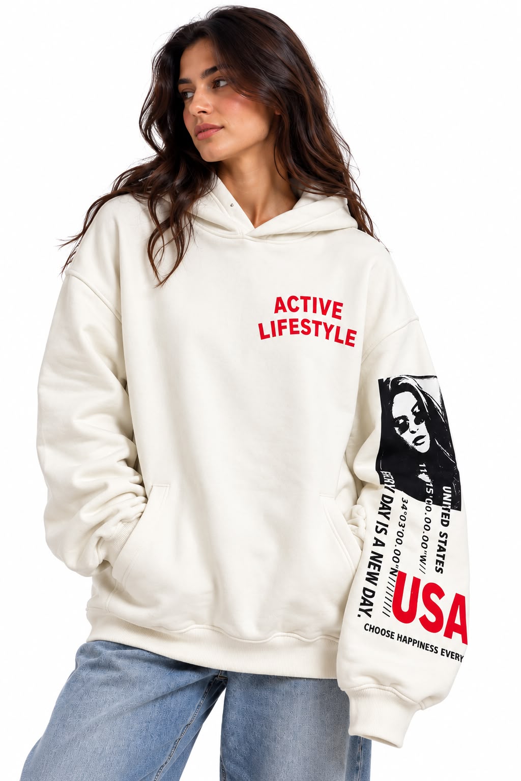 Lifestyle Printed Sweatshirt - White