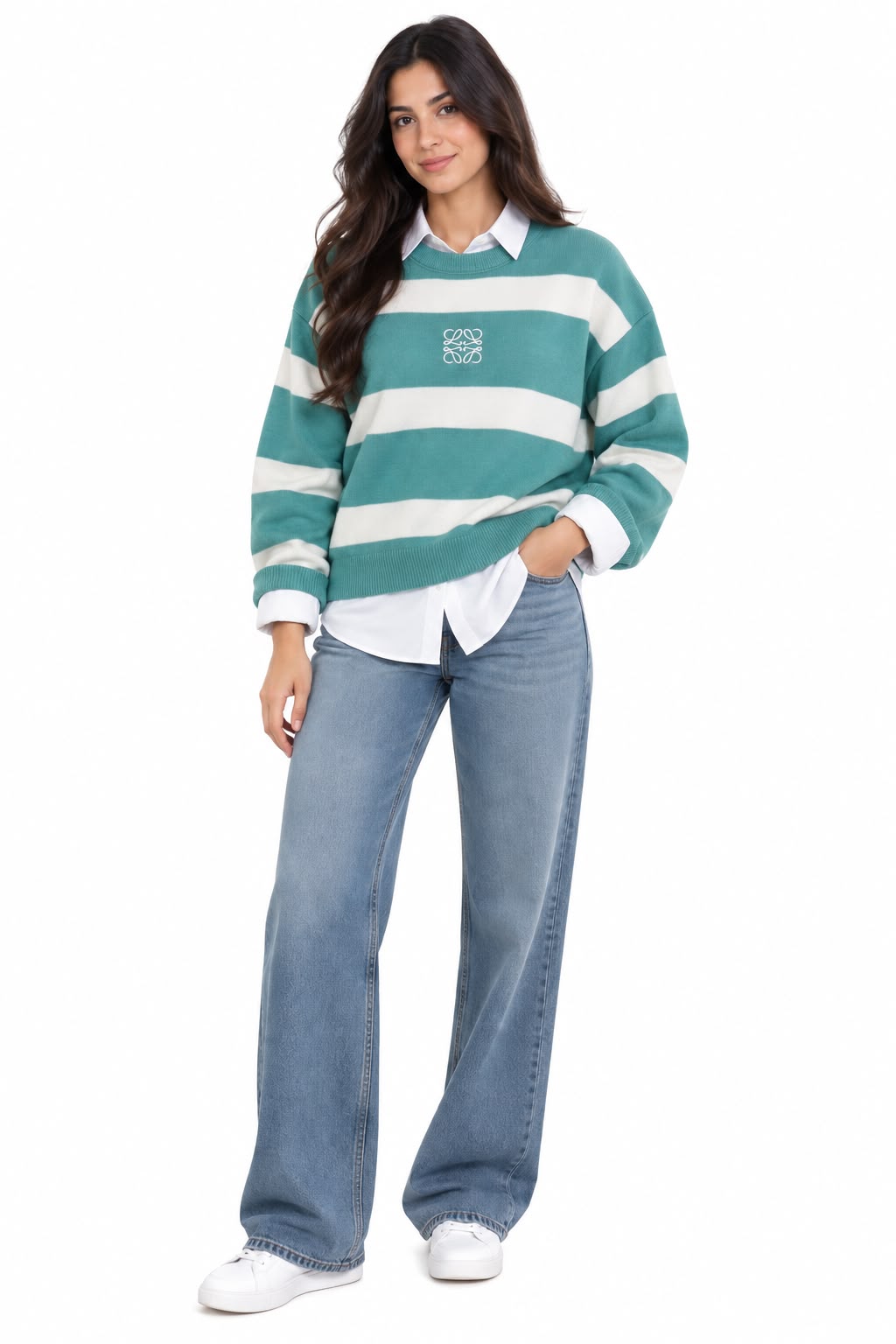 Sweater - round neck Short - striped