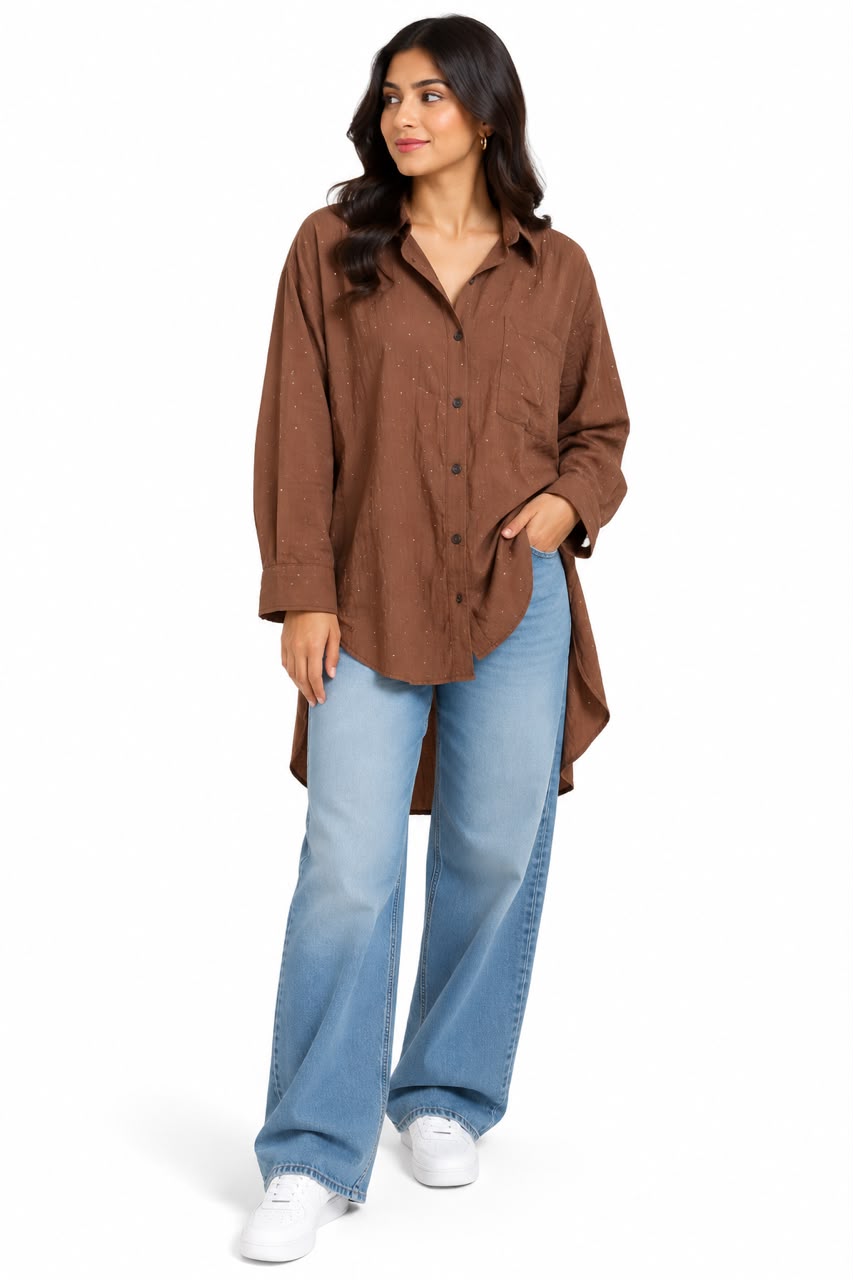 Shirt - Longer in the back, brown