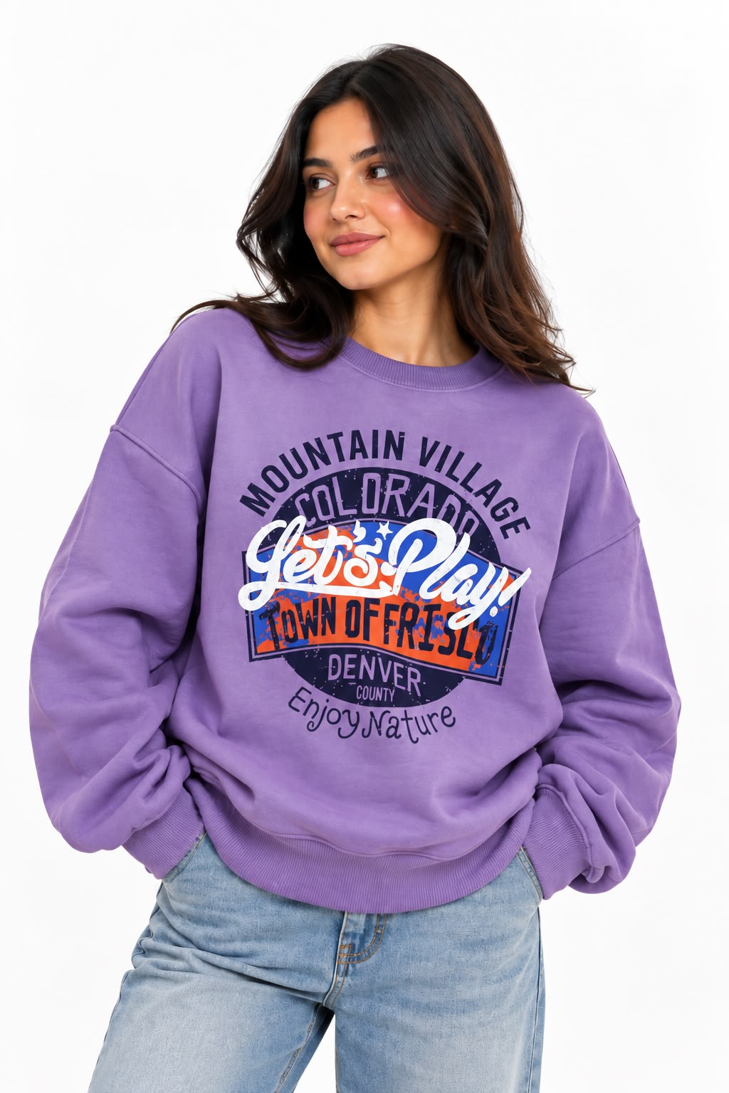 Purple Printed Sweatshirt