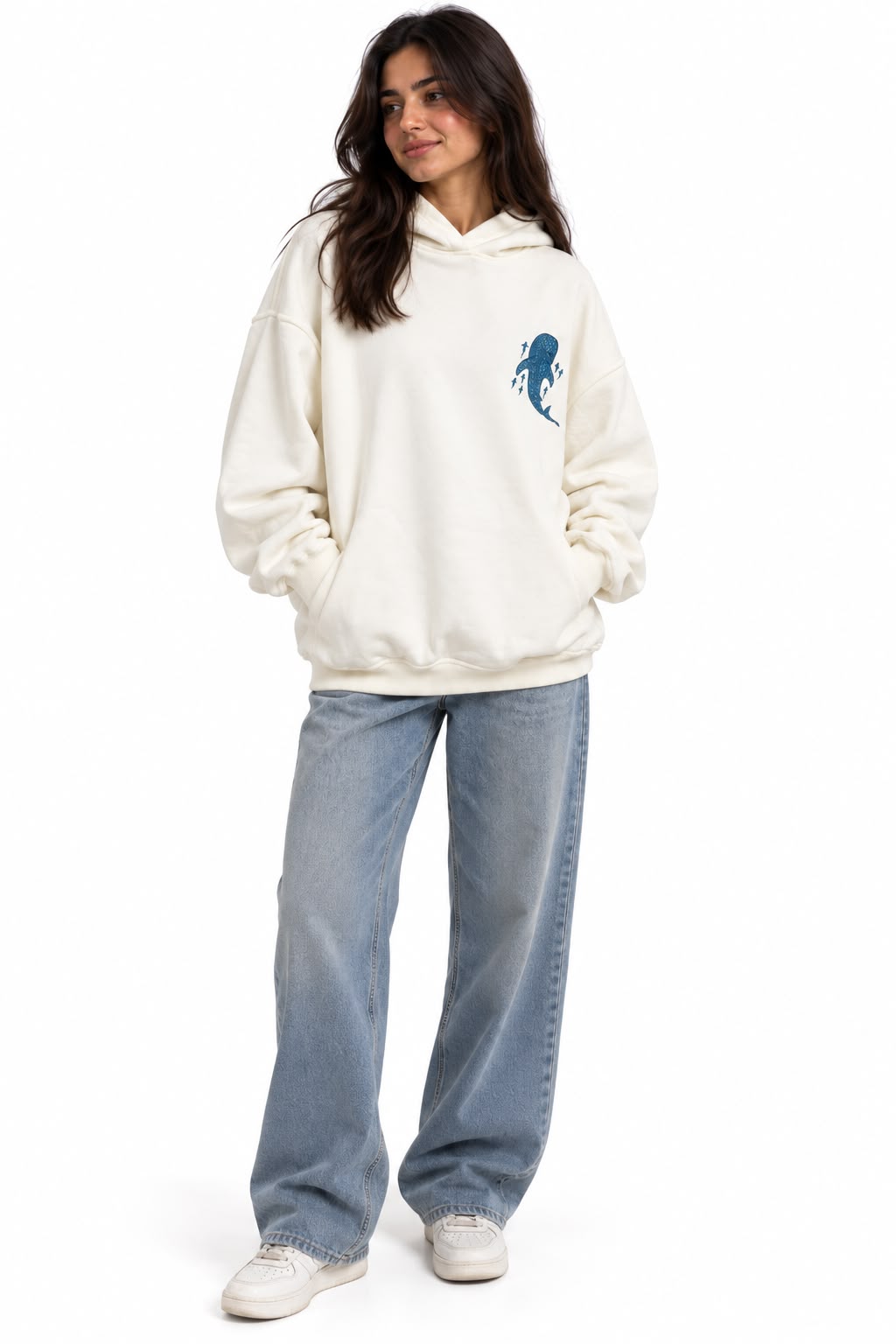 Printed Sweatshirt – Oversized Fit – White