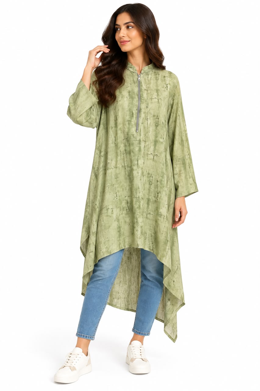 Long shirt - with zipper Mint Green