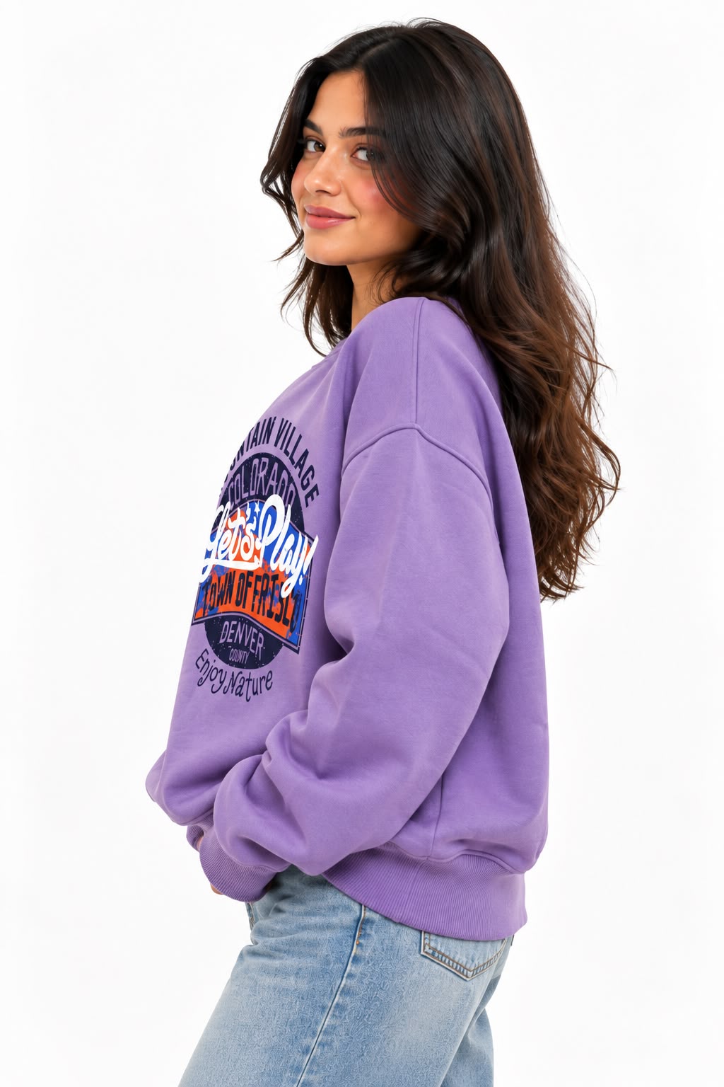 Purple Printed Sweatshirt