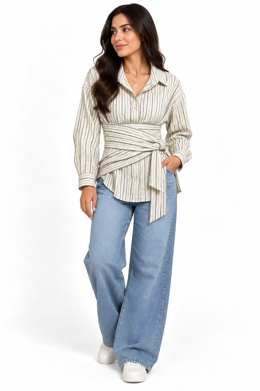 Shirt - Wrap-around waist belt- Gnzary