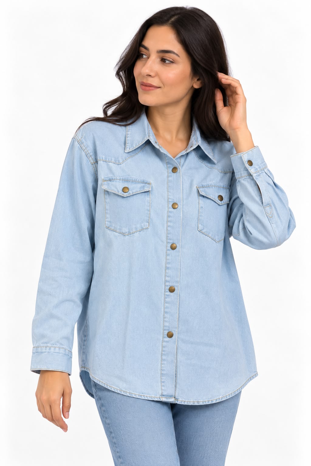 Denim shirt – 2 pockets – Light blue