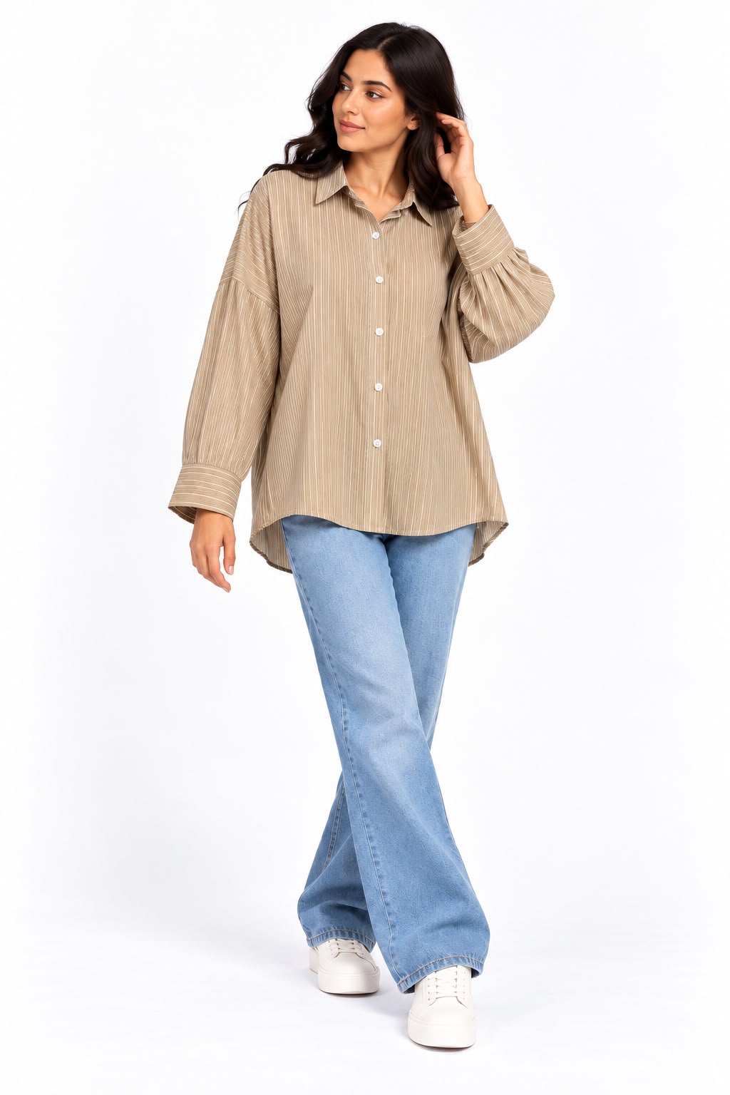 Striped shirt Beige/Coffee-colored