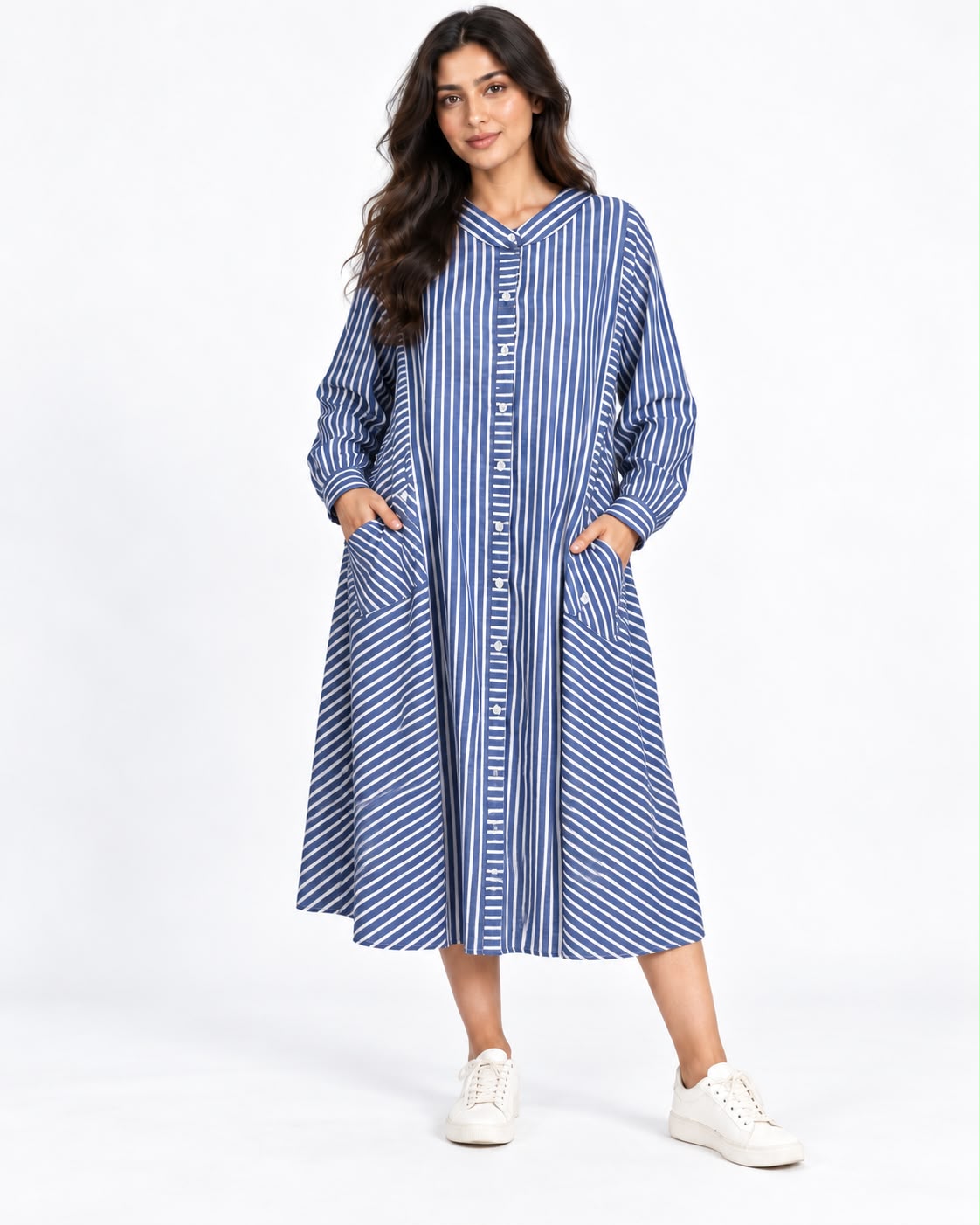 Long striped shirt – Baby blue