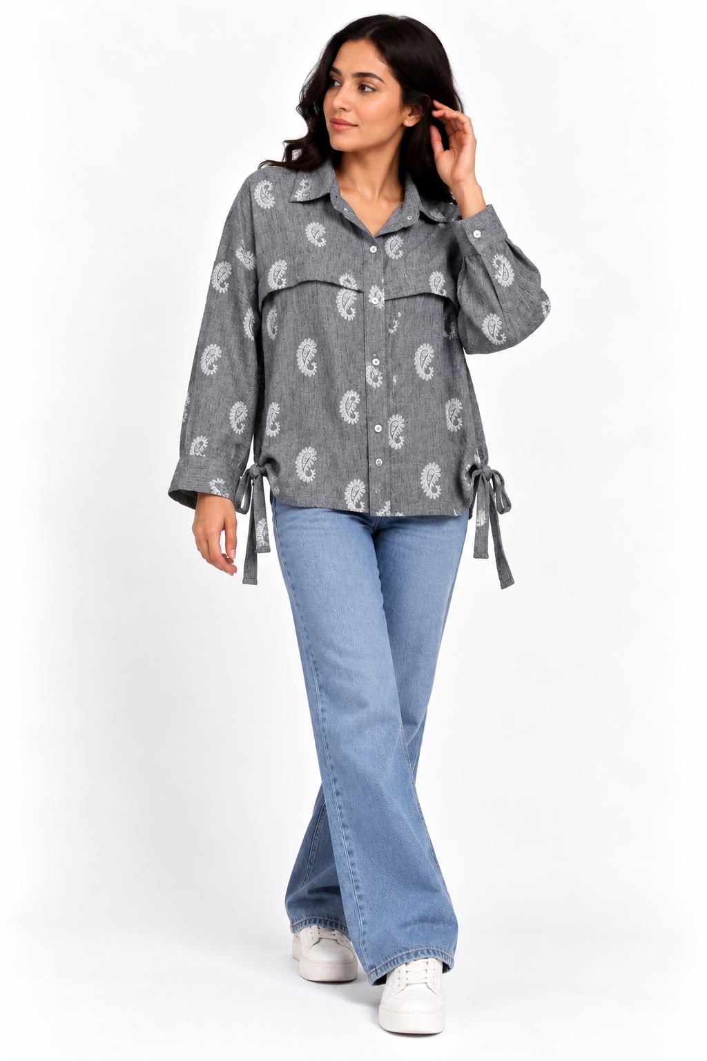 Shirt - Patterned - Grey