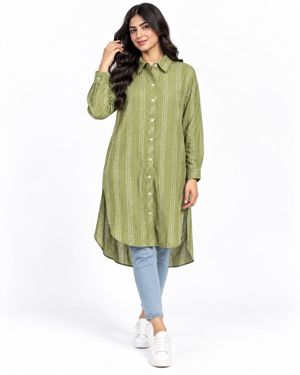 Long shirt - Buttons at the front Mint Green