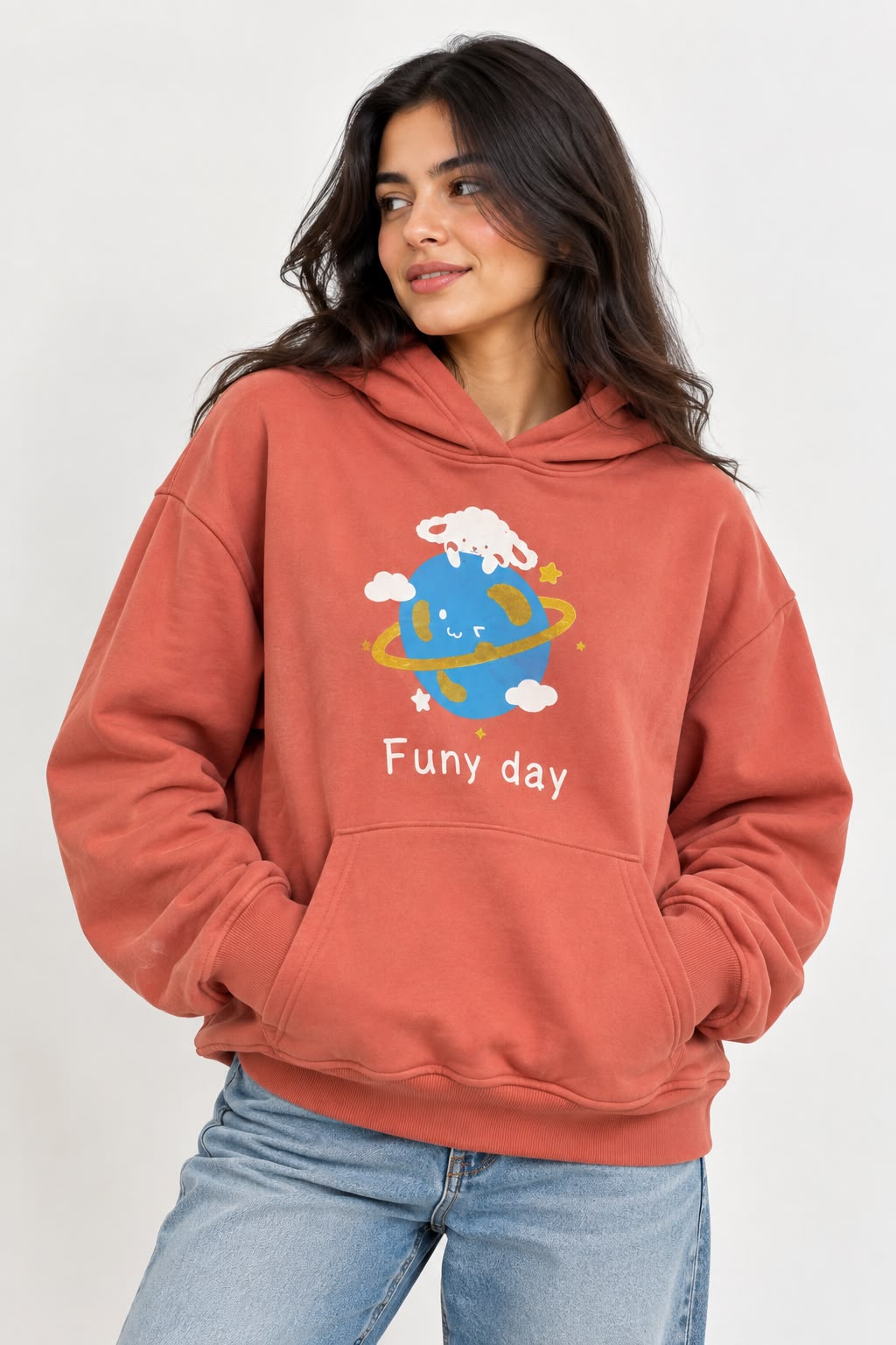 Printed Sweatshirt - Orange