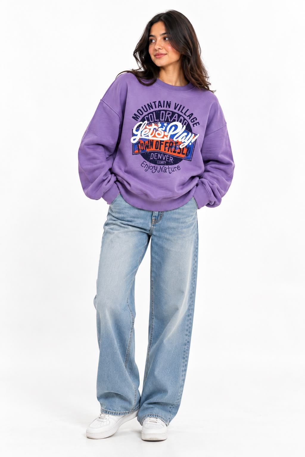 Purple Printed Sweatshirt