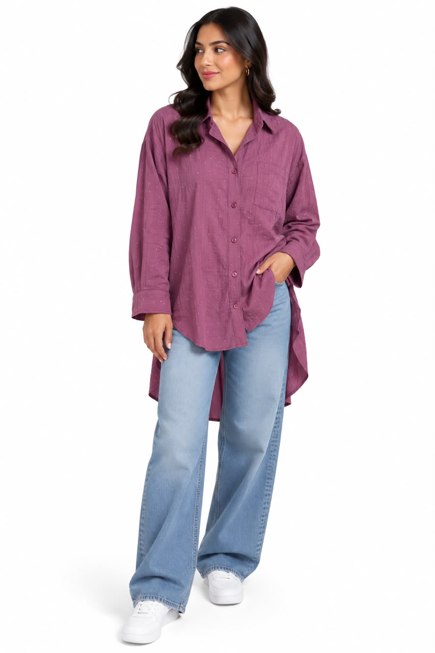 Shirt – long at the back, short at the front – dark cashmer