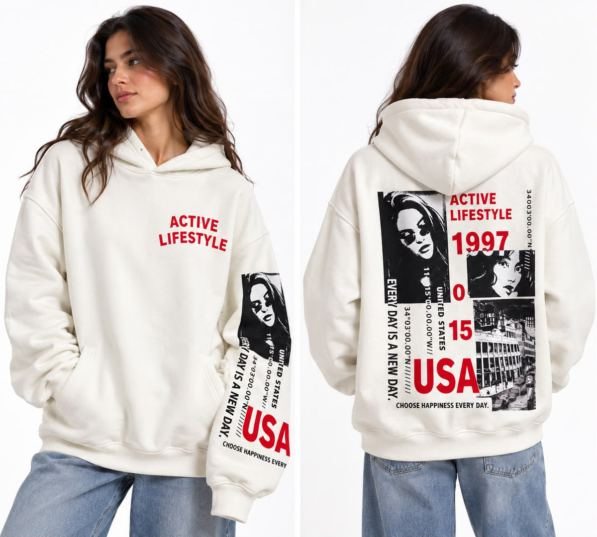 Lifestyle Printed Sweatshirt - White