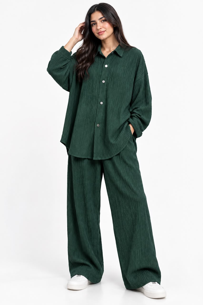 Suit - Plain Long back shirt Olive