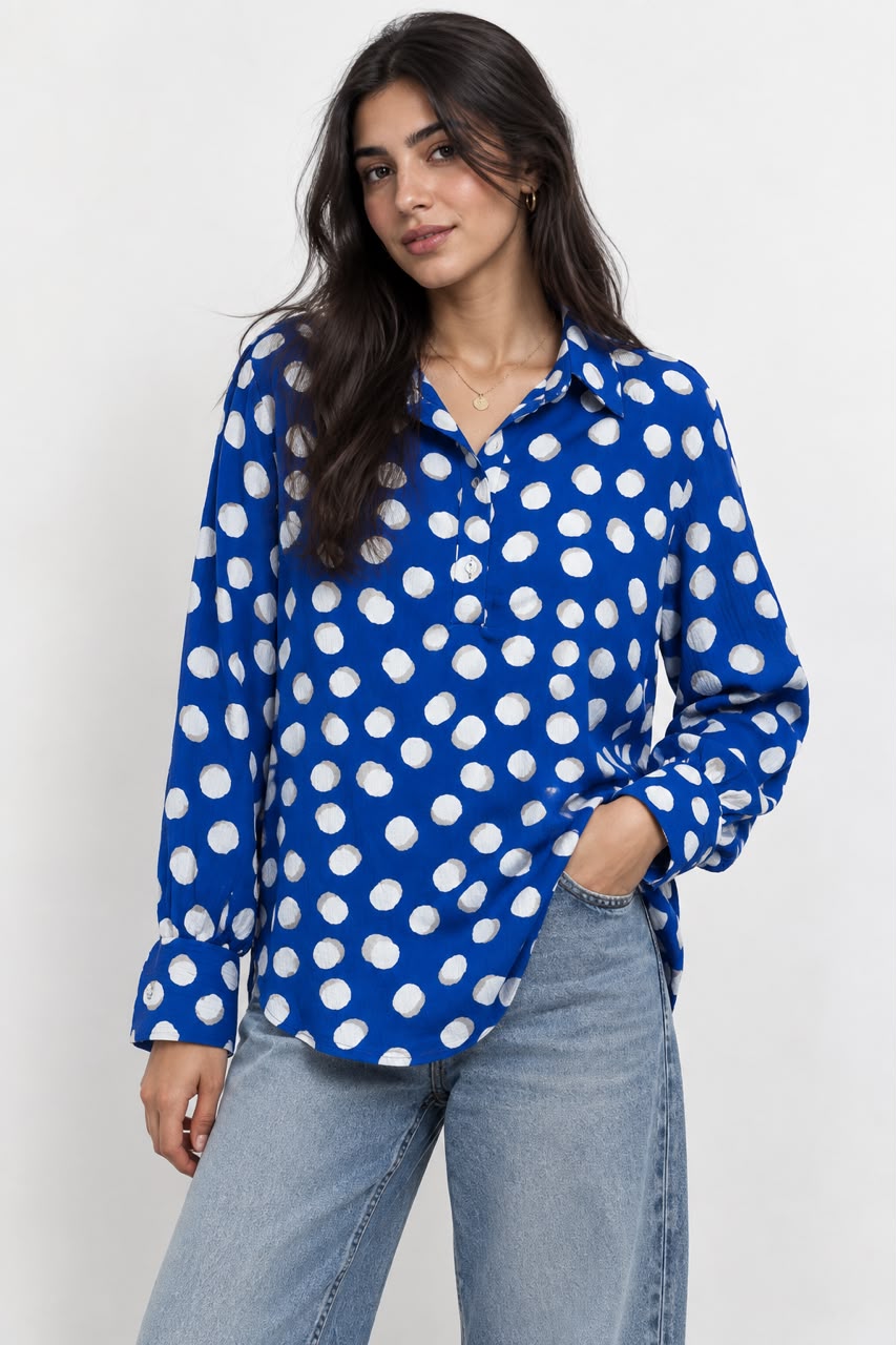 Blouse Print- On the waistband Light blue