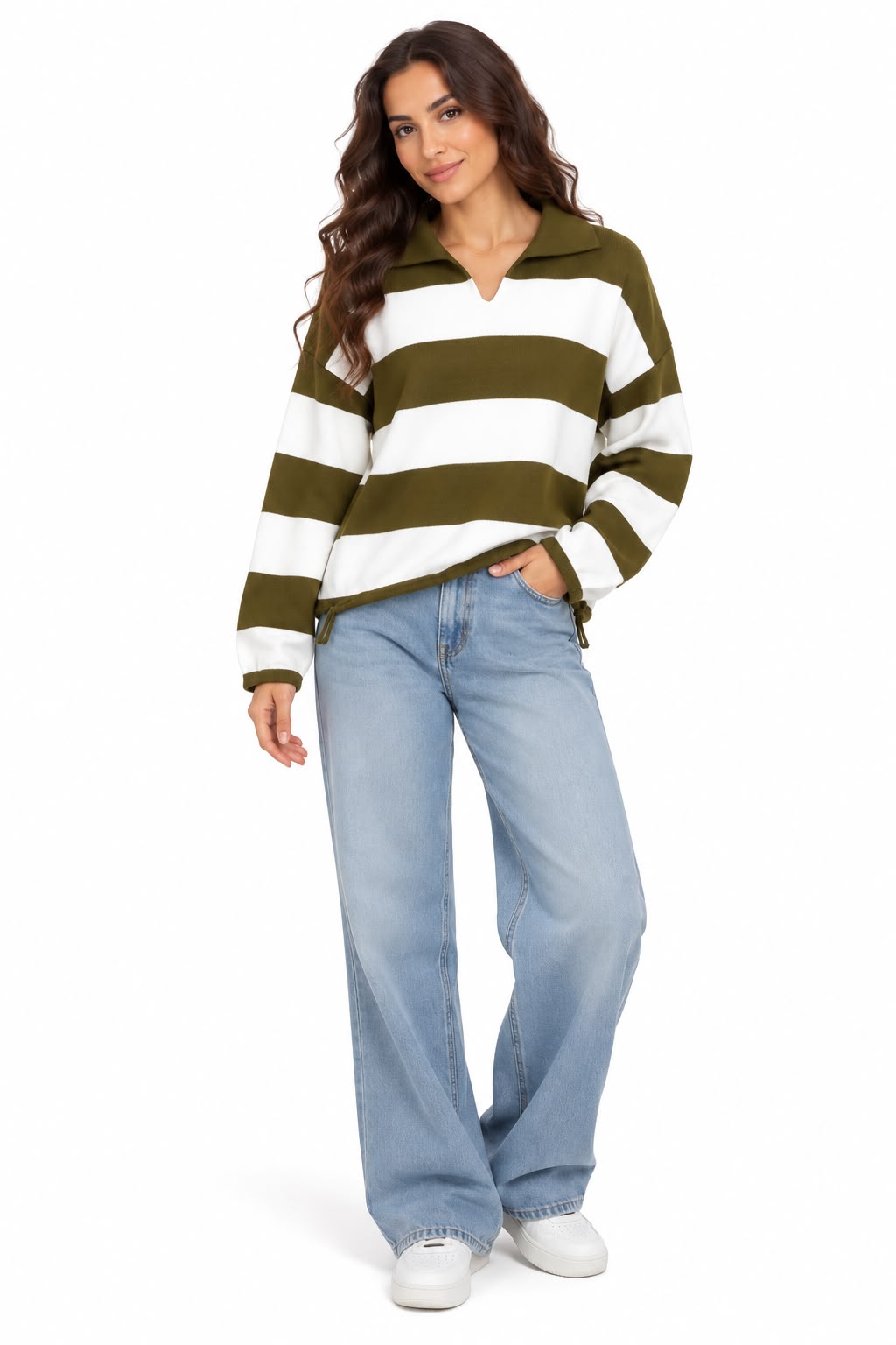 Sweater - Collar Wide striped