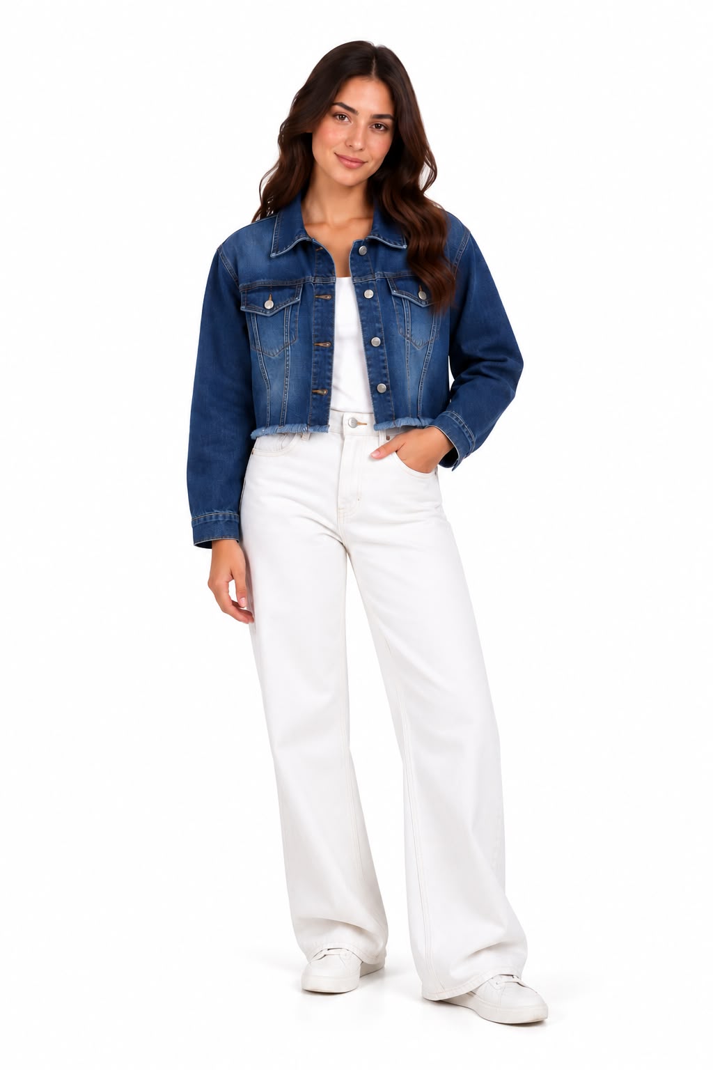 Denim jacket Two chest pockets Button-up Navy – Dark navy