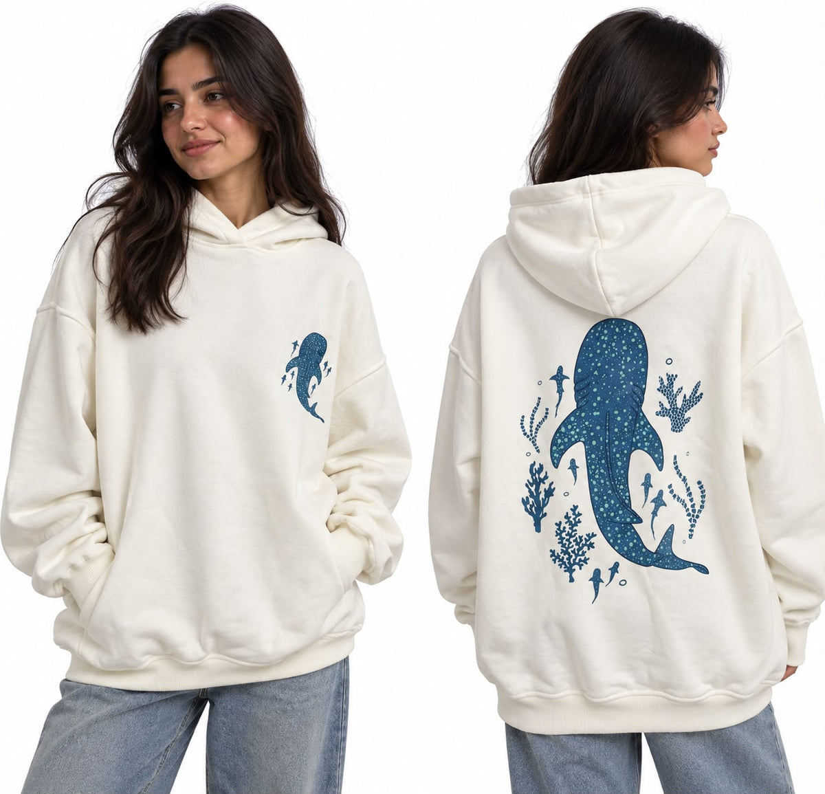 Printed Sweatshirt – Oversized Fit – White