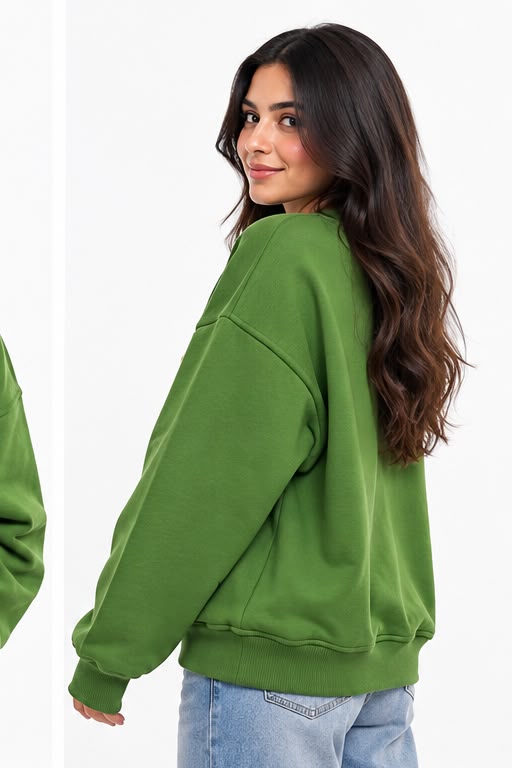Olive Green Printed Sweatshirt