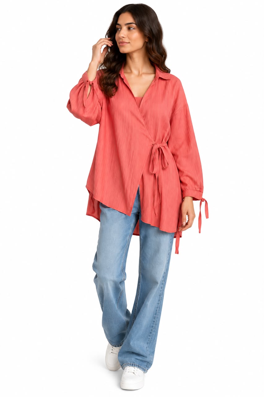 Wrap blouse – dark orange