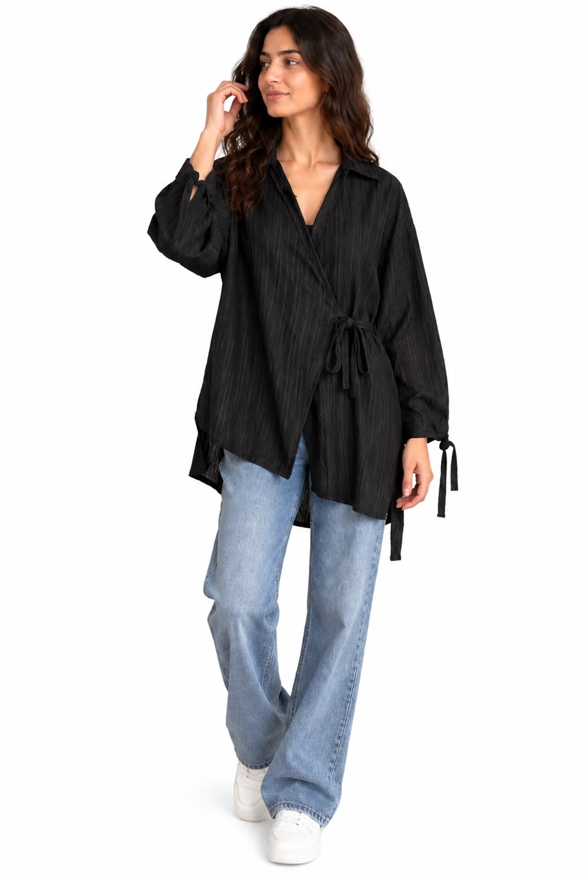 Black wrap blouse