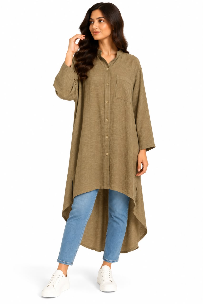 Long-back shirt – Olive green