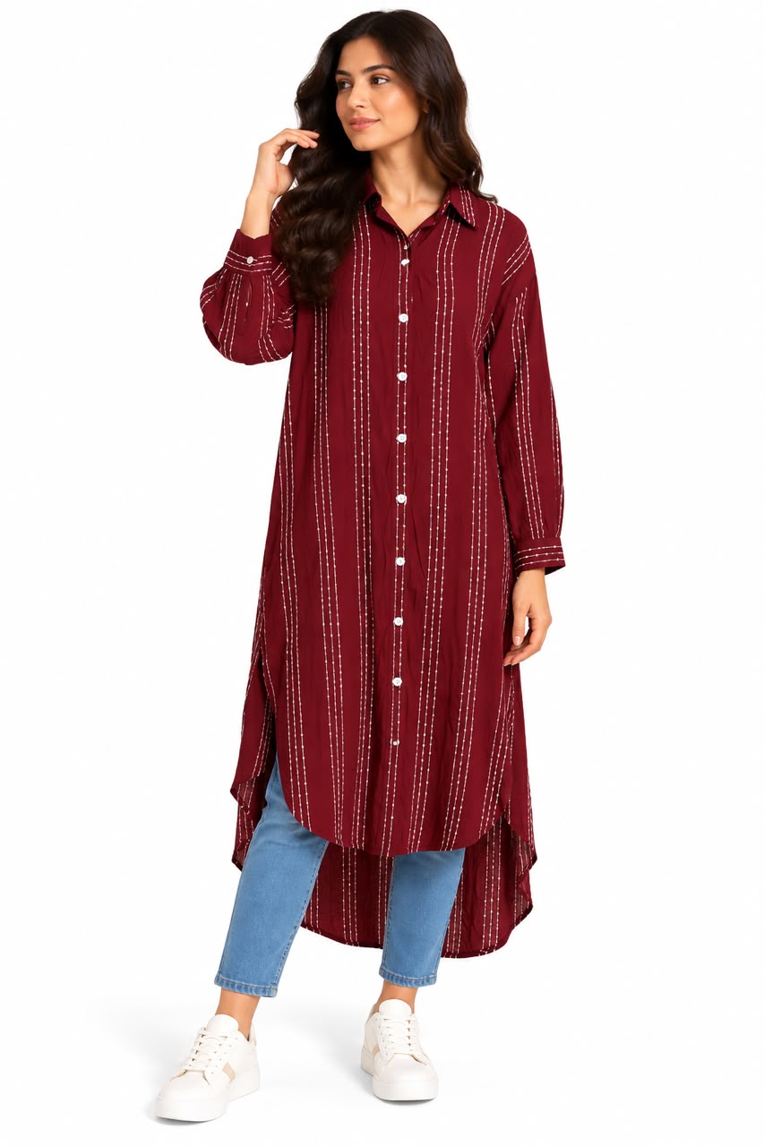 Long-back shirt – Burgundy