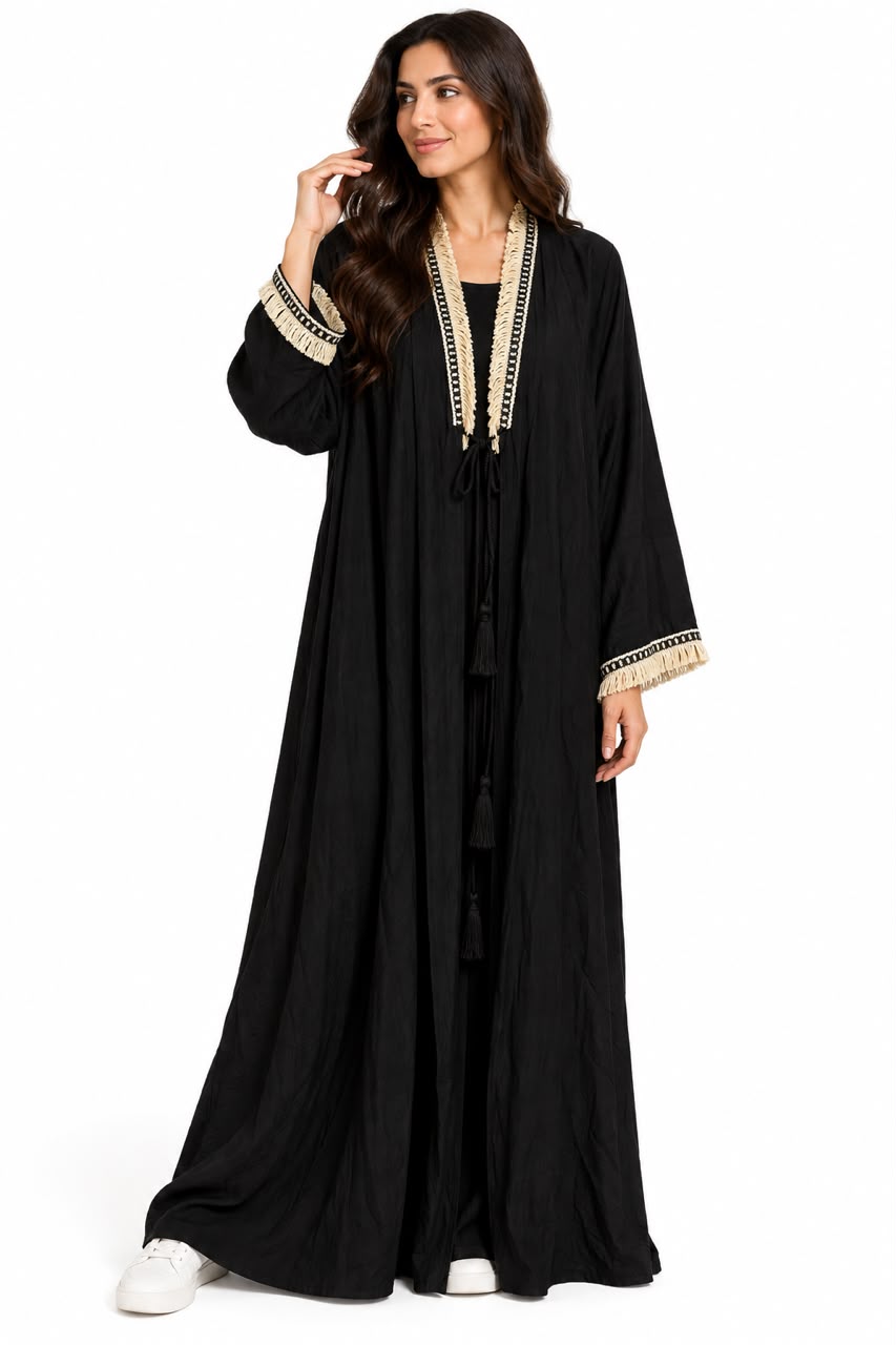 Long Cardigan with Tie-Belt - Black