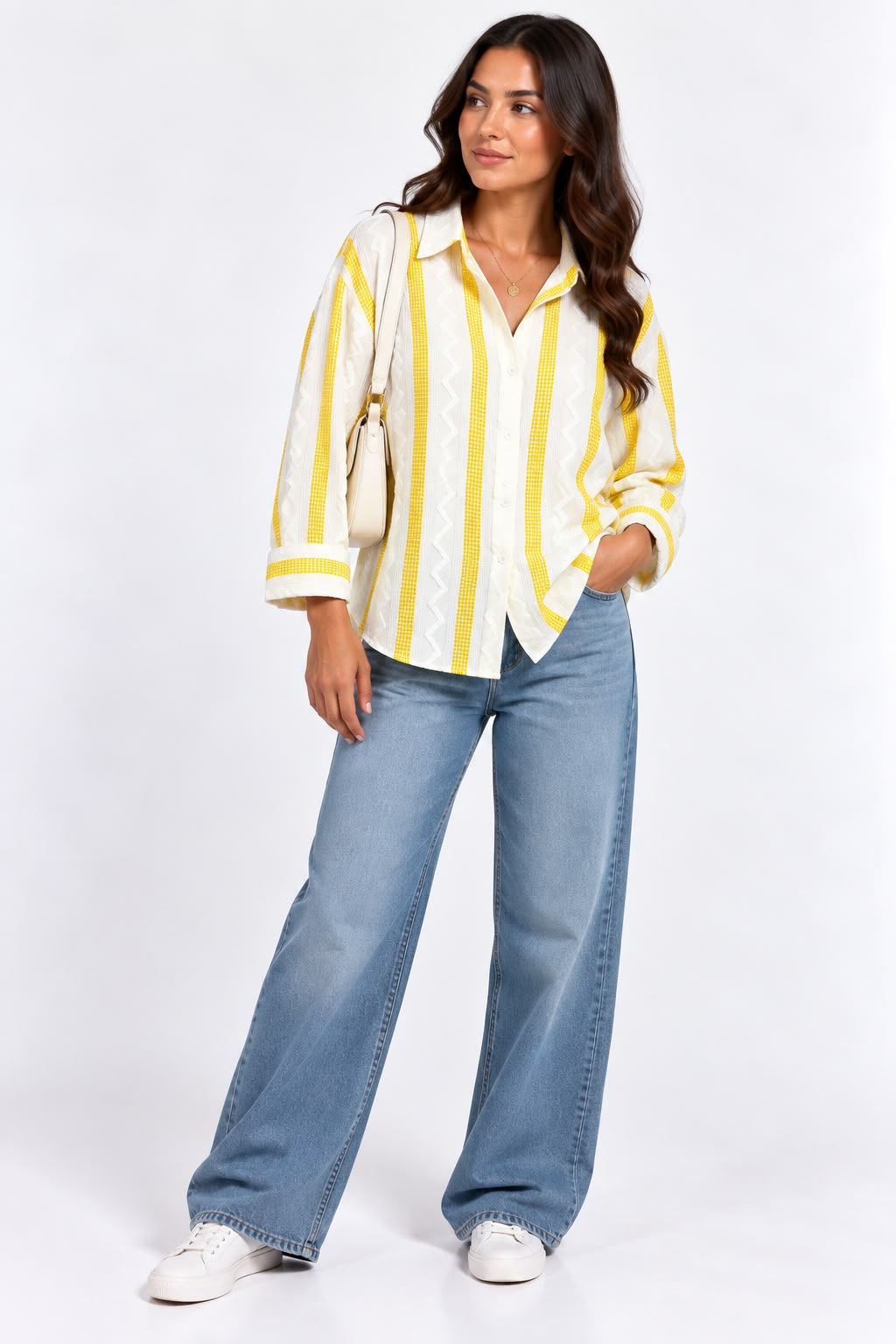 Shirt – 2 side slits Collar – Yellow