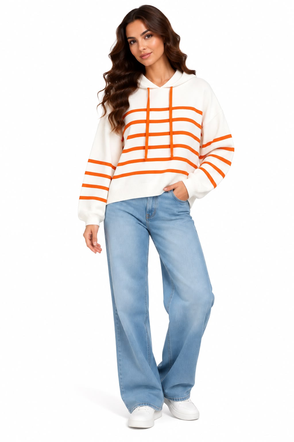 Pullover - striped Orange