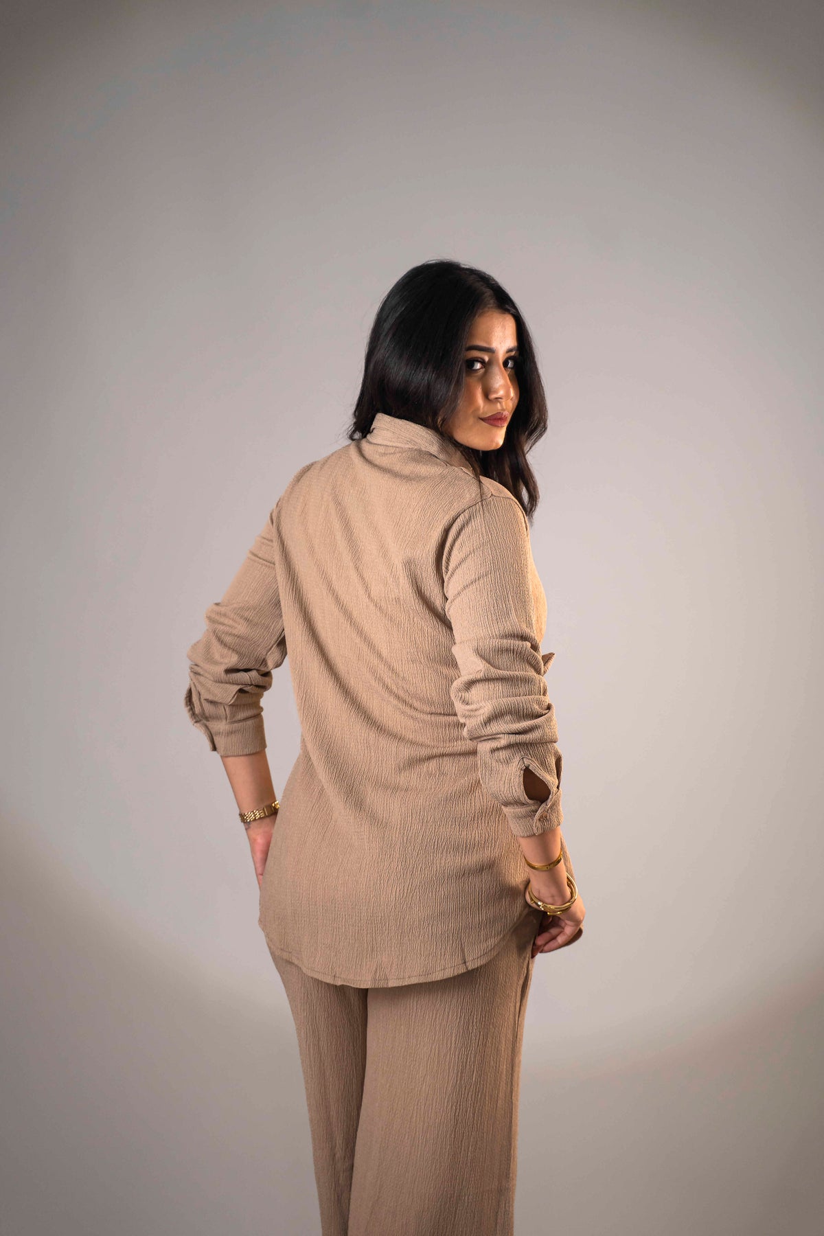 Side-tie suit – Café