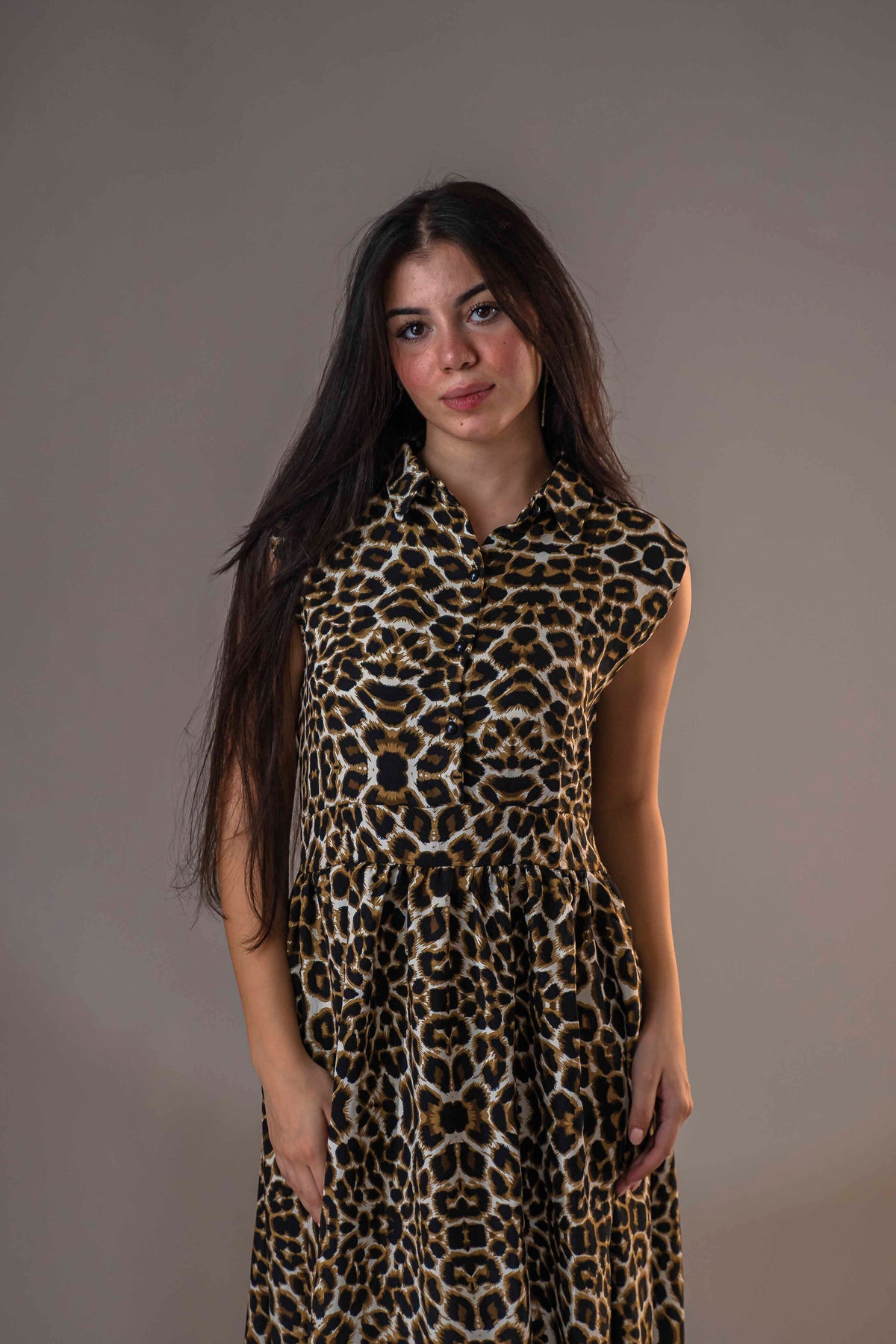 Sleeveless Tiger-Print Dress