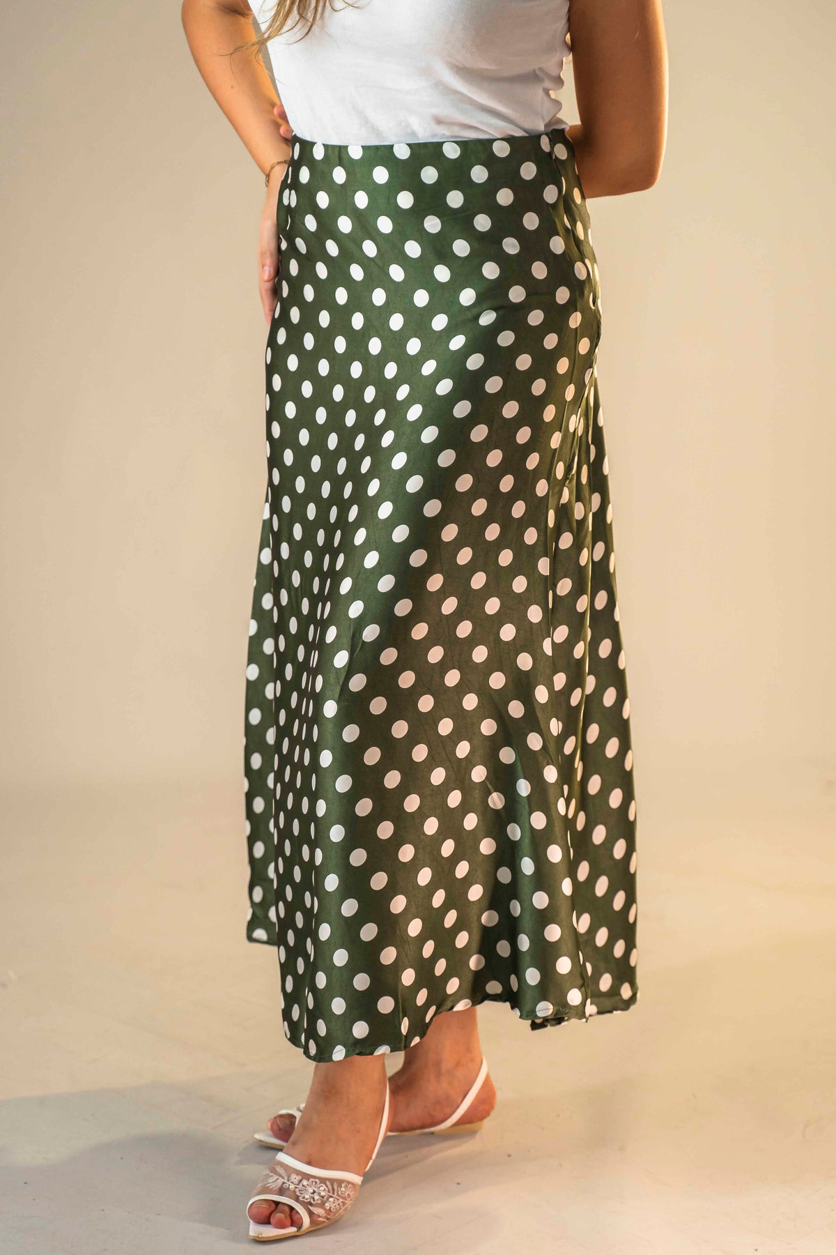 Polka-dot skirt - Olive green