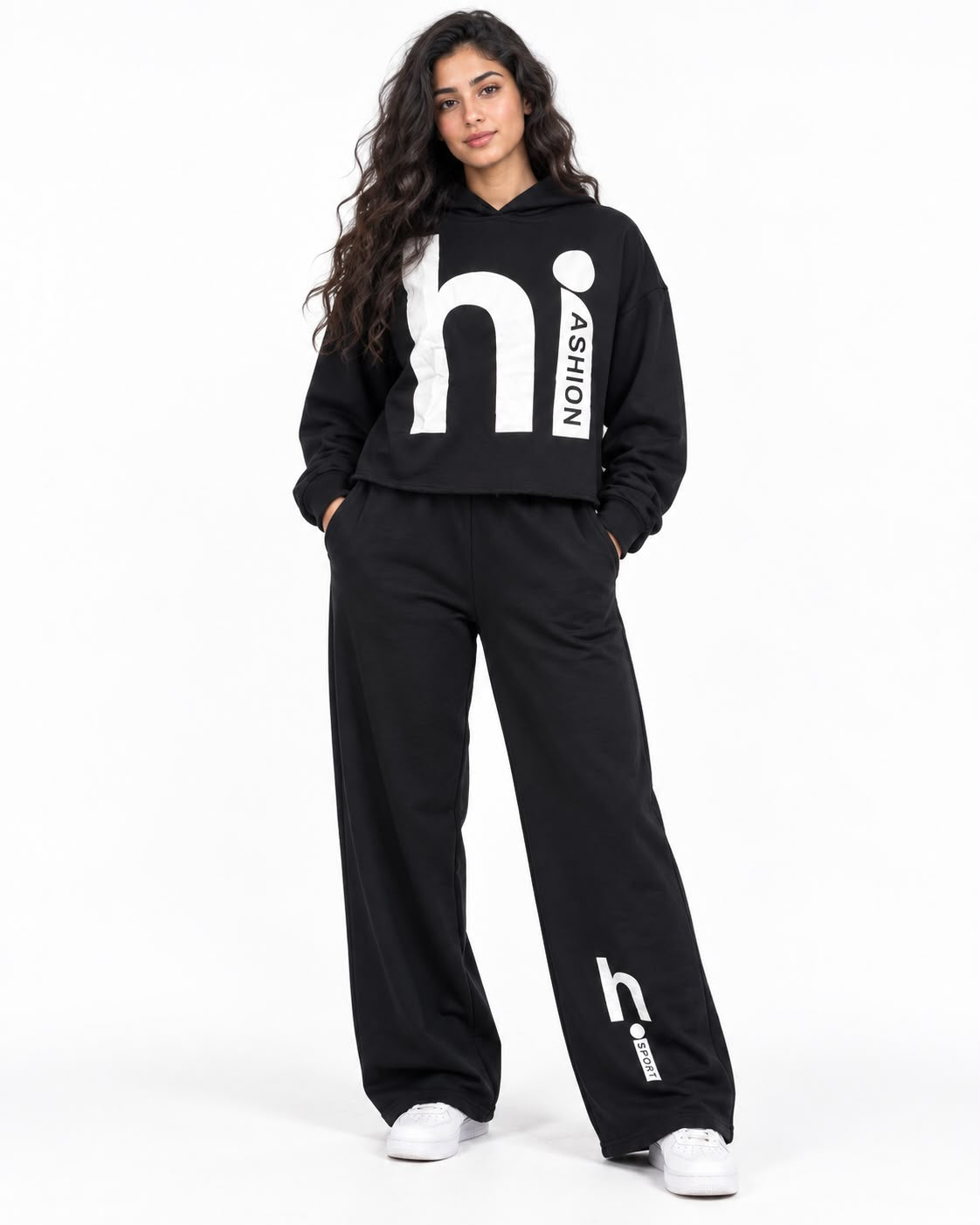 High-quality printed Melton -suit-black